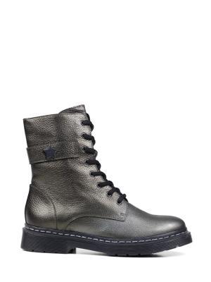 Bota Biker Preta em Pele Metalizada