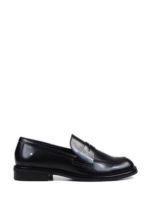 Loafer Fal Preto em Pele