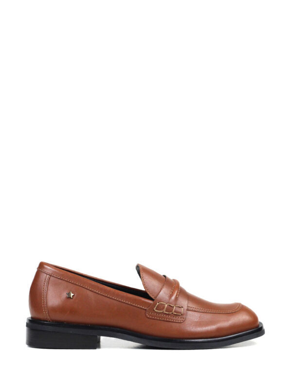 Loafer Fal em Pele Castanha