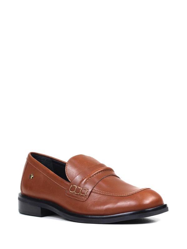 Loafer Fal em Pele Castanha
