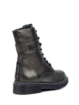 Bota Biker Preta em Pele Metalizada