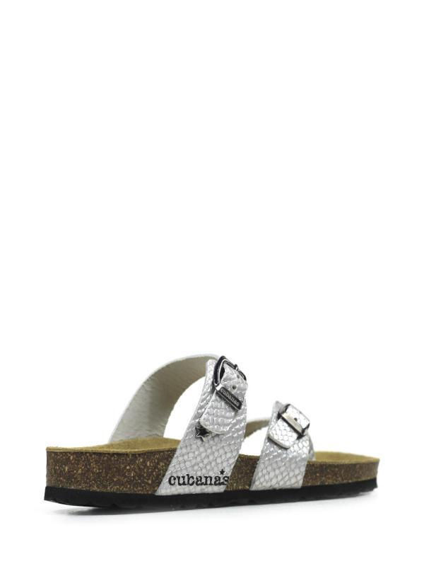 Sandália Comporta em Pele Silver Texturizada
