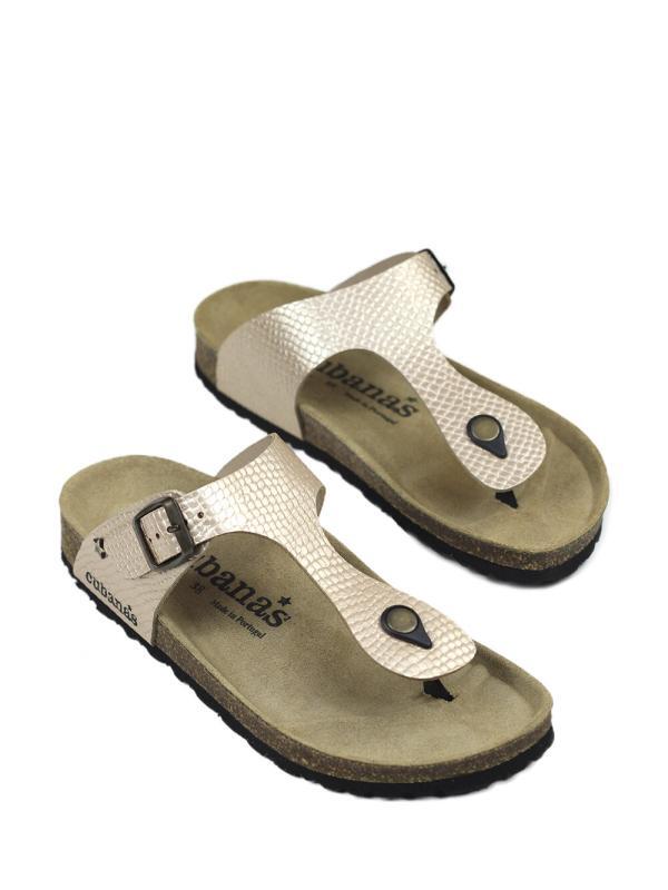 Sandália Comporta em Pele Gold Texturizada