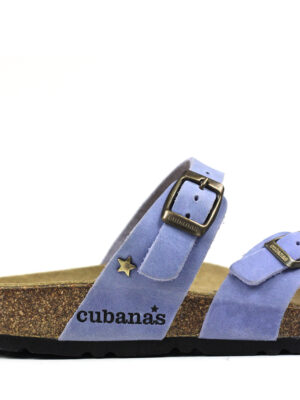Sandália Comporta em Pele Azul com Tiras