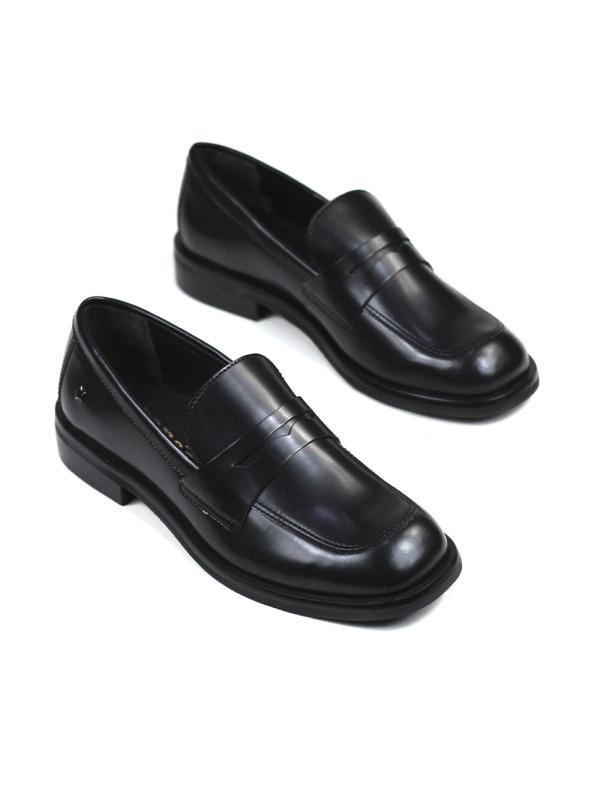Loafer Fal Preto em Pele