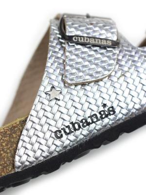 Sandália Comporta em Pele Silver Texturizada