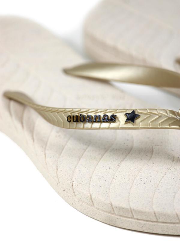 Chinelo Feel The Nature Off-White e Gold