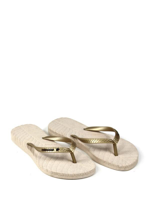 Chinelo Feel The Nature Off-White e Gold