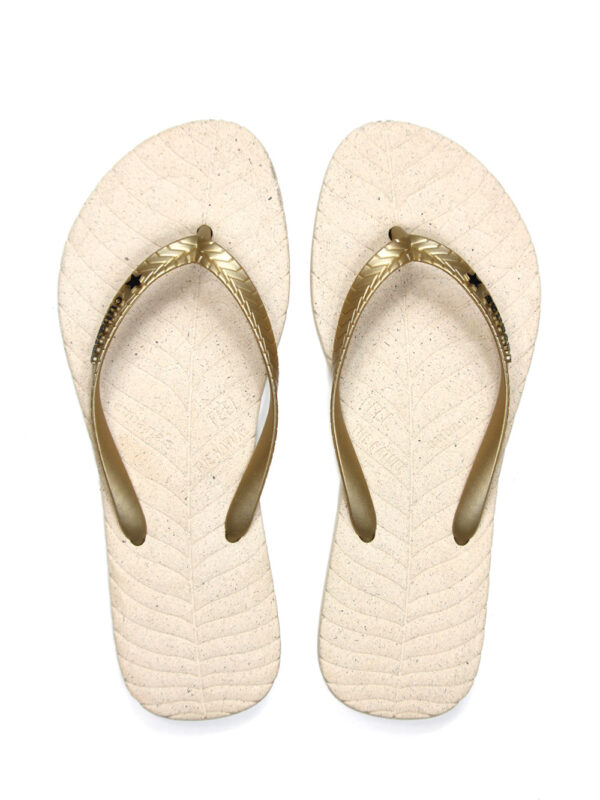 Chinelo Feel The Nature Off-White e Gold