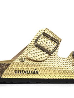 Sandália Comporta em Pele Gold Texturizada