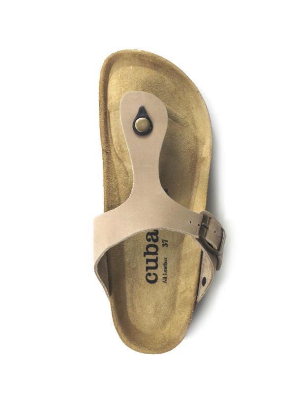 Sandália Comporta Beige em Pele