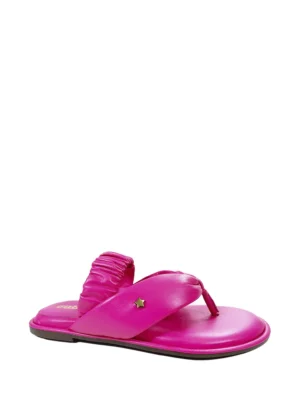 Sandália Dalila em Pele Rosa e Tiras Puffer