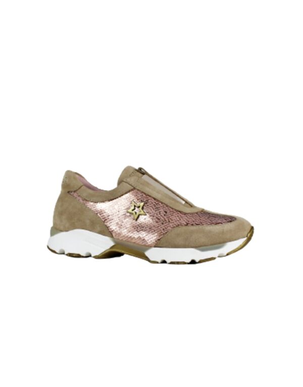 Ténis Run em Camurça Beige