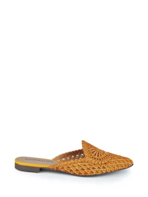 Mule Shiva em Crochet Laranja e Biqueira Fina