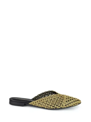 Mule Shiva em Crochet Dourado e Biqueira Fina