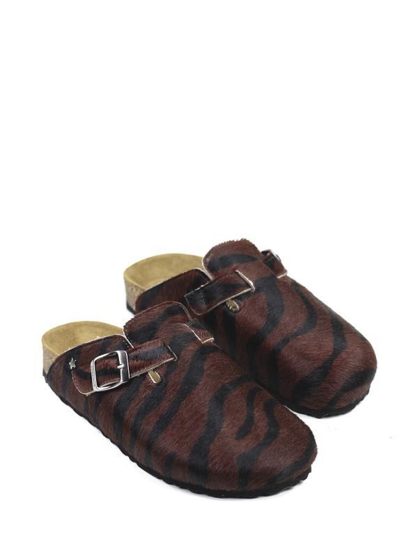 Sandália Comporta Animal Print Castanho