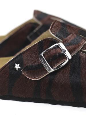 Sandália Comporta Animal Print Castanho