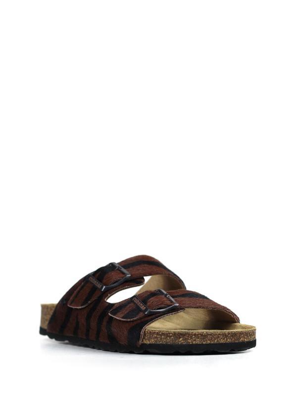 Sandália Comporta Animal Print Castanha