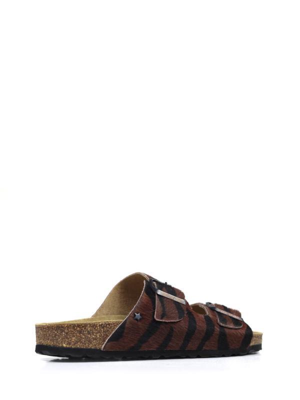 Sandália Comporta Animal Print Castanha