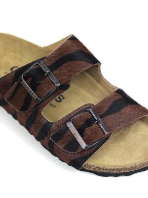 Sandália Comporta Animal Print Castanha