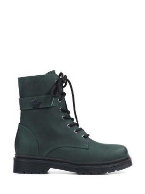 Bota Biker em Pele Verde e Atacadores
