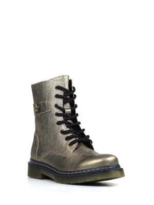 Bota Biker em Pele Dourada com Atacadores