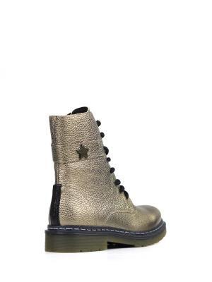 Bota Biker em Pele Dourada com Atacadores
