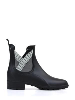 Black Galoshes in Ecological PVC with Matte Effect and Gray Elastic
