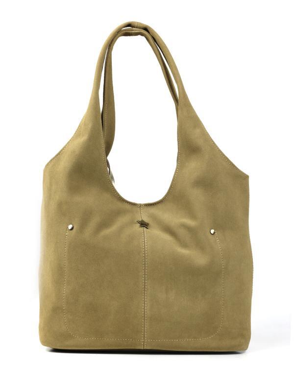 Shopper Shoulder Bag in Beige Suede