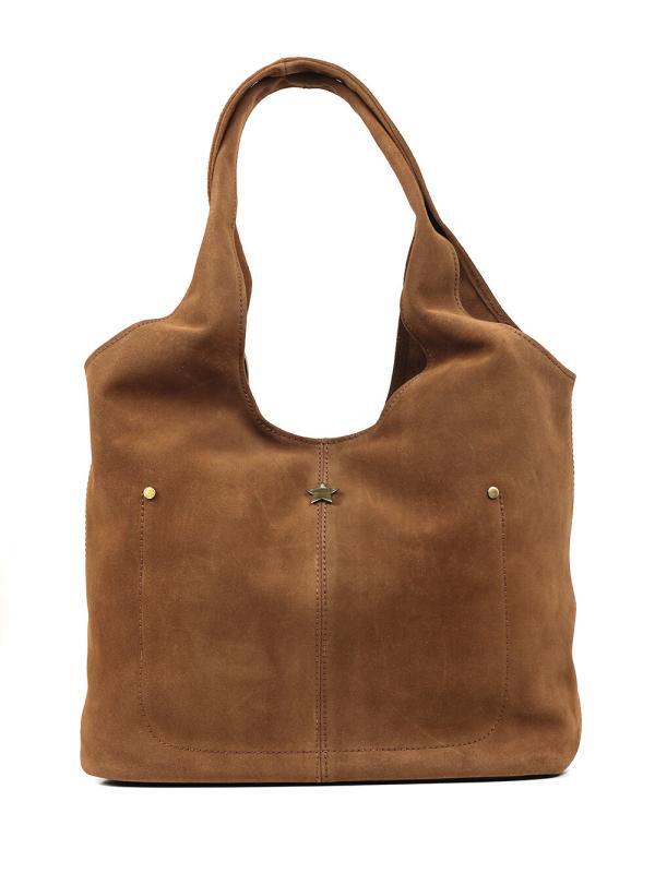 Shopper Shoulder Bag in Brown Suede