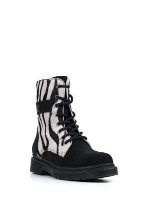 Bota em Camurça Preta e Estampa de Animal Print