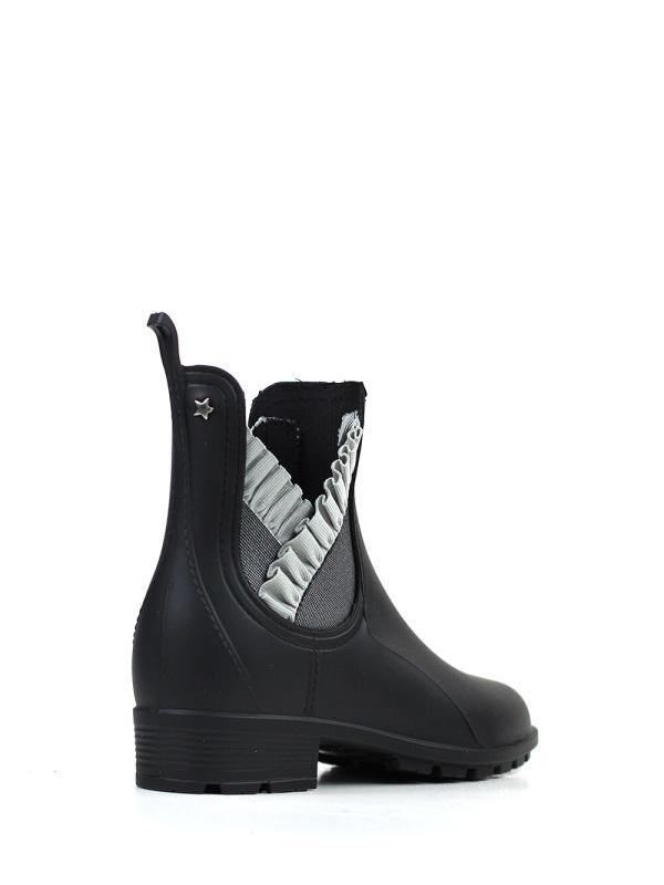 Black Galoshes in Ecological PVC with Matte Effect and Gray Elastic - Image 3