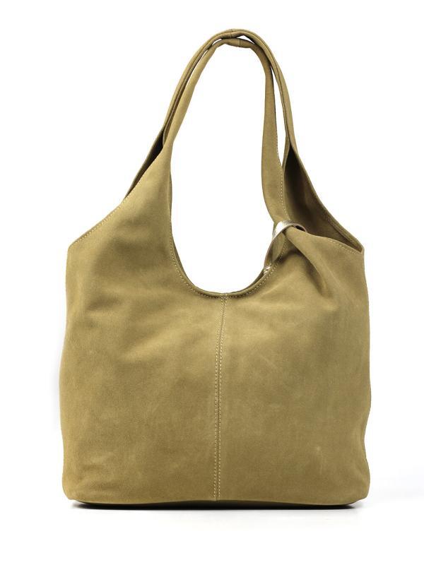 Shopper Shoulder Bag in Beige Suede - Image 3
