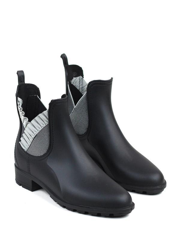 Black Galoshes in Ecological PVC with Matte Effect and Gray Elastic - Image 4