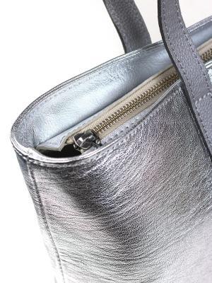 Mala Shopper em Pele Metalizada Prata