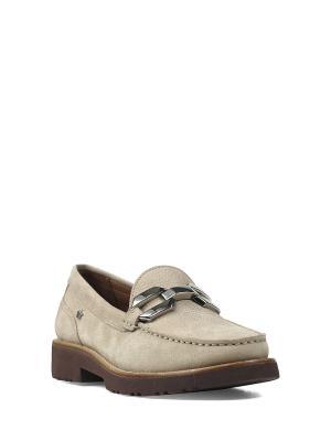 Loafer em Pele Beige com Pormenor Prata