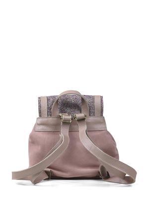 Mochila em Camurça Rosa com Glitter e Alças em Pele