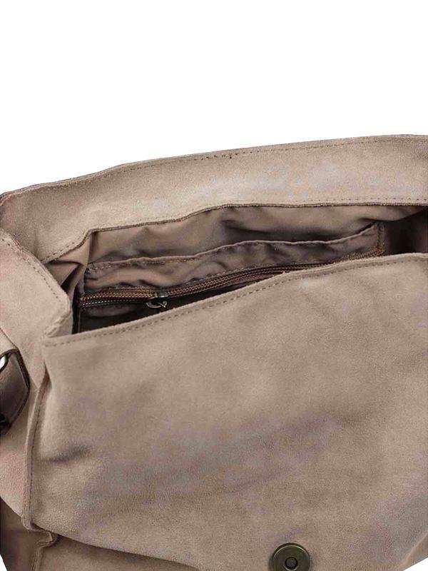 Mala em Camurça Beige com Glitter e Alça Tiracolo