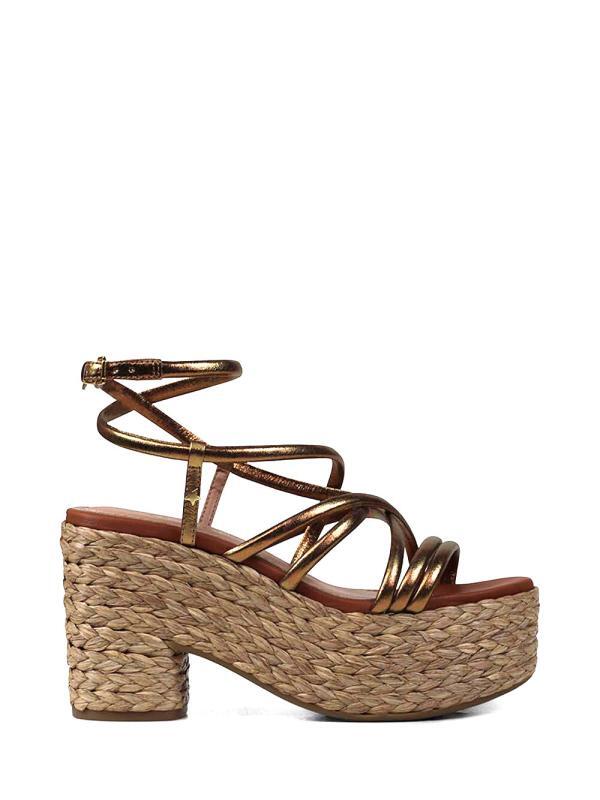 Sandal with Platform and Metallic Straps