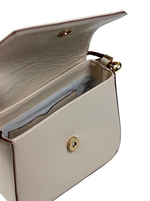 Mala Mini em Pele Beige com Alças de Ombro e Tiracolo