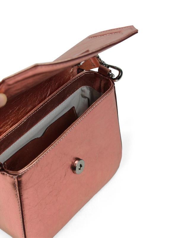 Mala Mini em Pele Rosa Metalizada com Alça de Ombro e Tiracolo - Image 4