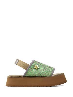 Sandália de Plataforma com Glitter Verde
