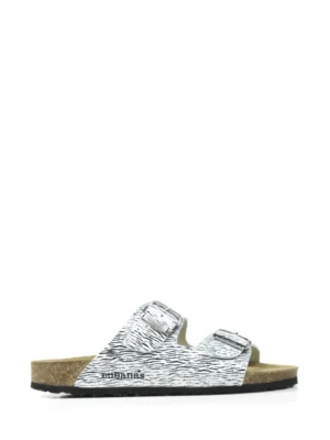 Amalia-Sandália Animal Print Branco com Duas Tiras