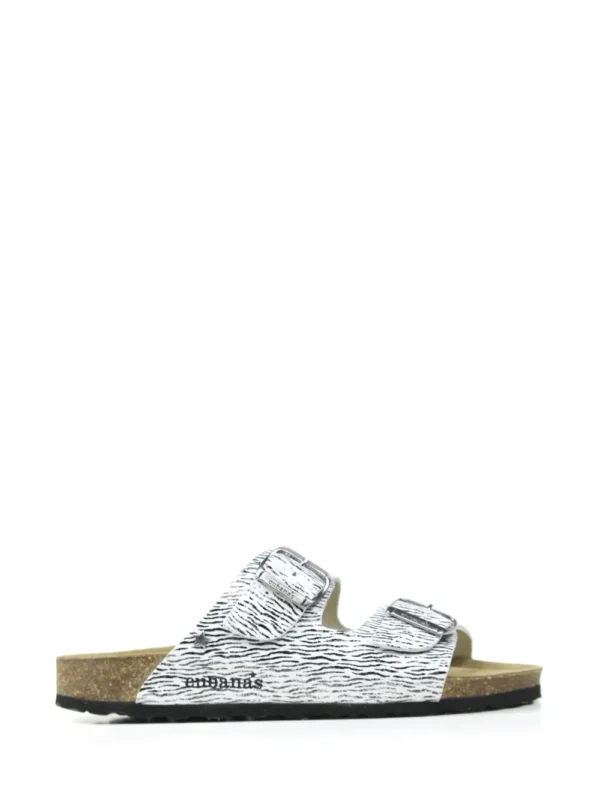 Amalia-Sandália Animal Print Branco com Duas Tiras
