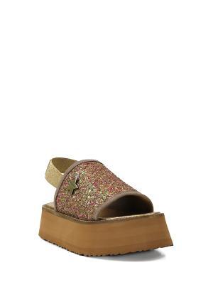 Sandália de Plataforma com Glitter Castanho