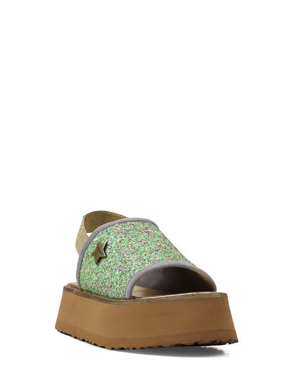 Sandália de Plataforma com Glitter Verde