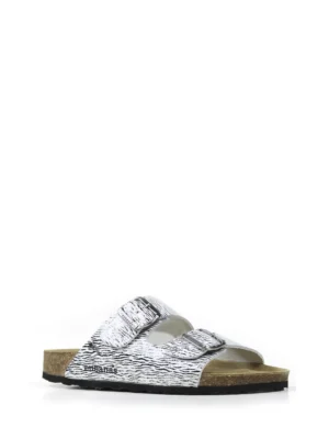 Amalia-Sandália Animal Print Branco com Duas Tiras