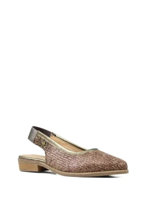 Mule em Tecido Castanho com Glitter
