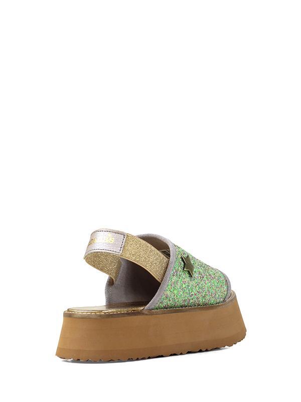 Sandália de Plataforma com Glitter Verde