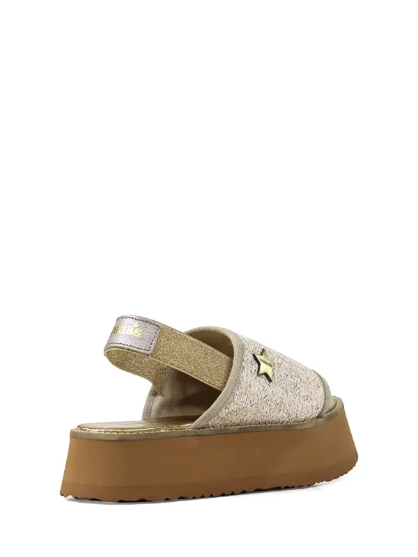 Platform Sandal in Beige Fabric - Image 3